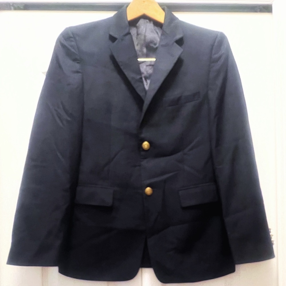 CHAPS Navy Blue Suit Coat 16R Gold Hardware